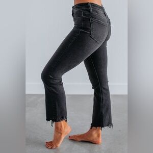 Flying Monkey Black High-Rise Crop Flare Jeans charcoal women’s size 27